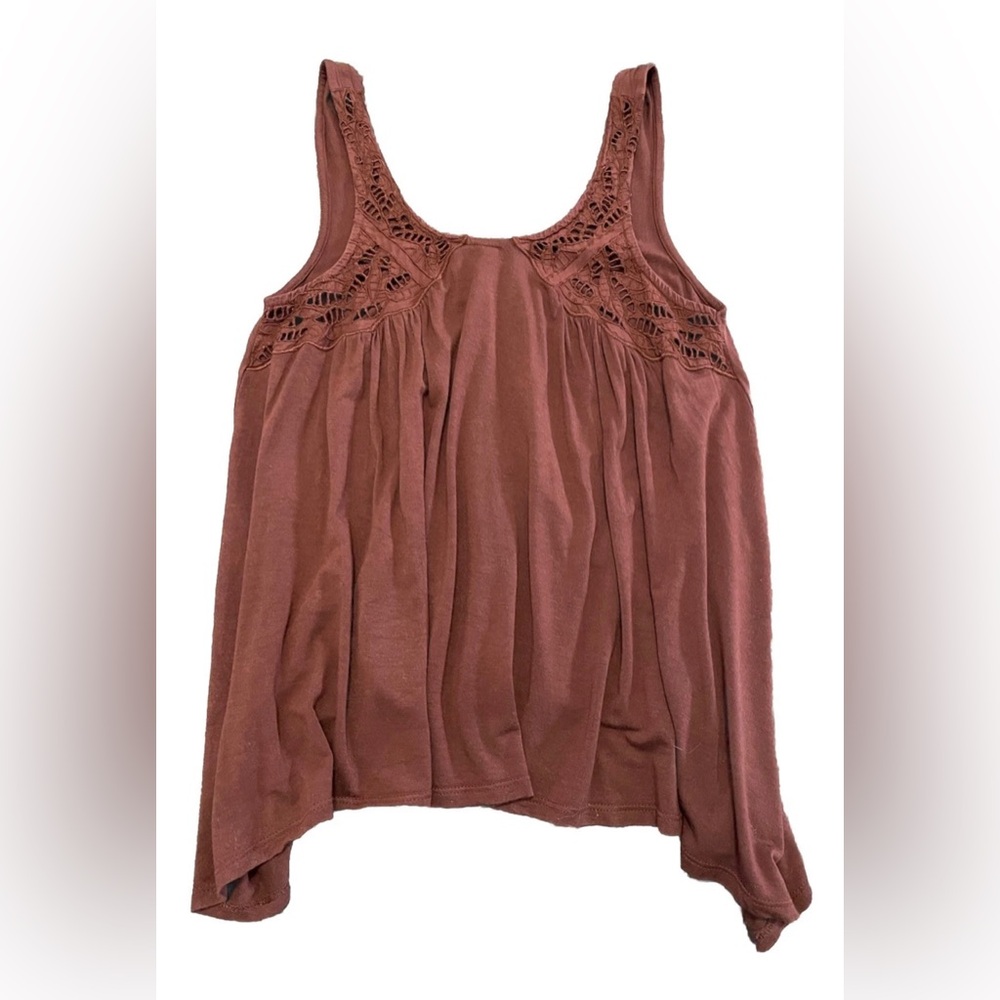 American Eagle Outfitters XS Swing Tank Top Brown Lace Boho Cowgirl Festival